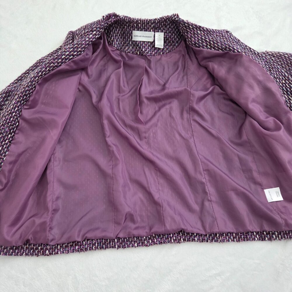 Vintage Purple Tweed Jacket Sz 12 Multicolor Y2K Alfred Dunner Old‎ Money Preppy - Picture 11 of 16